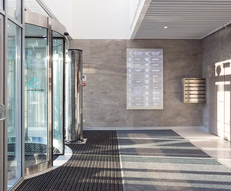 Building Lobby With Glass Door